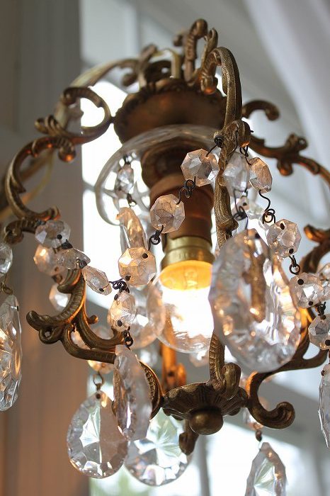 アンティークシャンデリア フランスアンティーク レア ブロンズケイジ