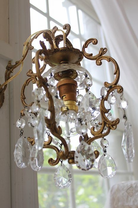 アンティークシャンデリア フランスアンティーク レア ブロンズケイジ