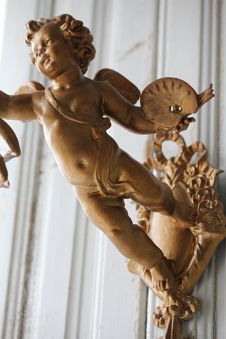 【レア】真鍮製天使のコンソール壁掛けエンジェル　フランスアンティーク レア】真鍮製天使のコンソール壁掛けエンジェルフランスアンティーク