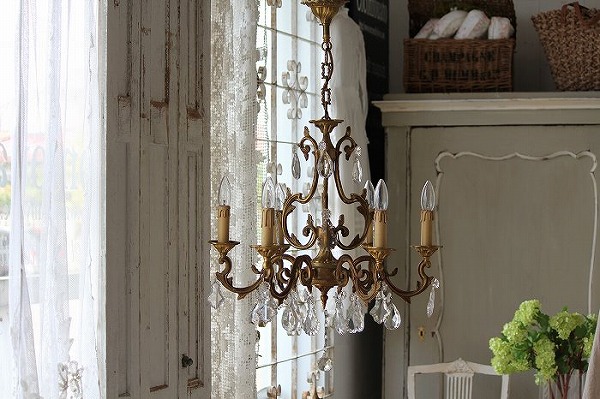 アンティークシャンデリア フランス製ヴィンテージブロンズ