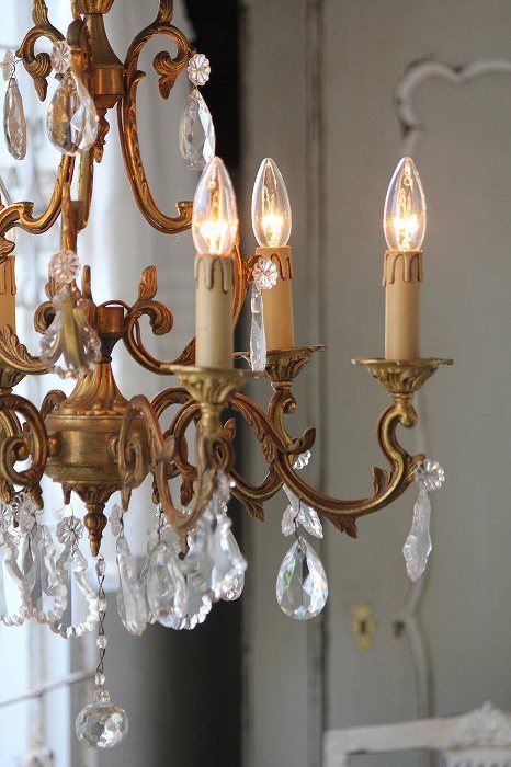 アンティークシャンデリア フランス製ヴィンテージブロンズ