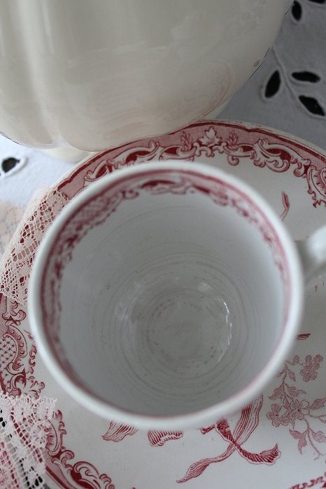 フランスアンティーク SARREGUEMINES カップ＆ソーサーFONTANGES