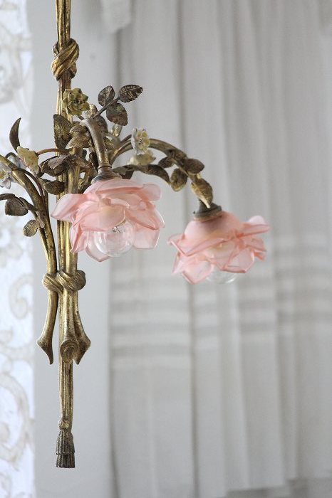 アンティークシャンデリア フランスアンティーク レア薔薇の花束の