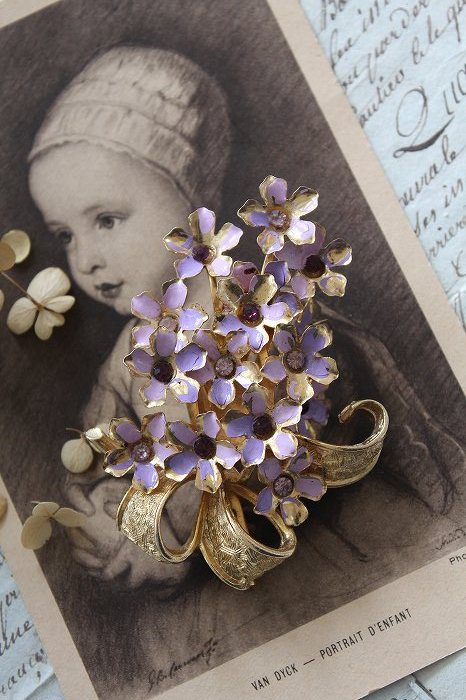 ヴィンテージジュエリー 勿忘草のブローチ」ココン・フワット
