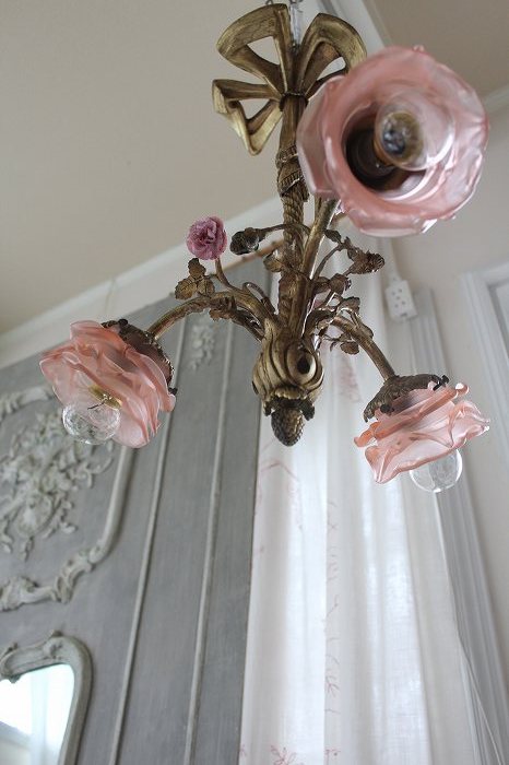 アンティークシャンデリア フランスアンティーク レア薔薇のブーケの