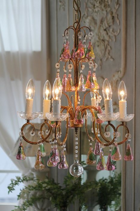 アンティーク照明 イタリアンムラーノガラス 西洋梨のガラスドロップの