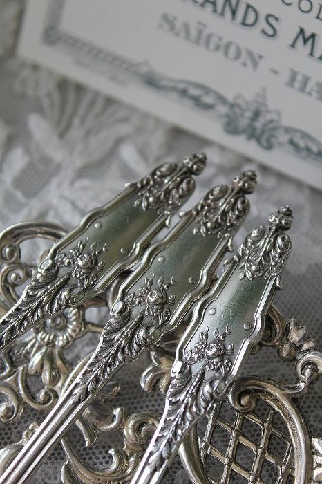 【ピュイフォルカ】 純銀 スターリング／ヴェルメイユ　コーヒースプーン６本セット ピュイフォルカ】 純銀 スターリング／ヴェルメイユ コーヒースプーン