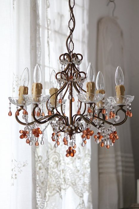 アンティークシャンデリア フランスアンティーク オレンジキャンディー