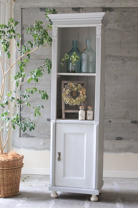 アンティーク家具 シャビーシック ペインテッド スリムオープン