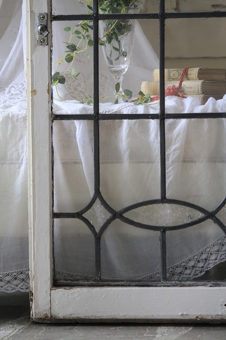 アンティーク家具 イギリスアンティーク リーディドガラス窓 クリア