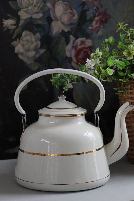 ＊JAPY＊パンジーキャニスター＊ アンティーク フレンチホーローキャニスター JAPY パンジーフランス