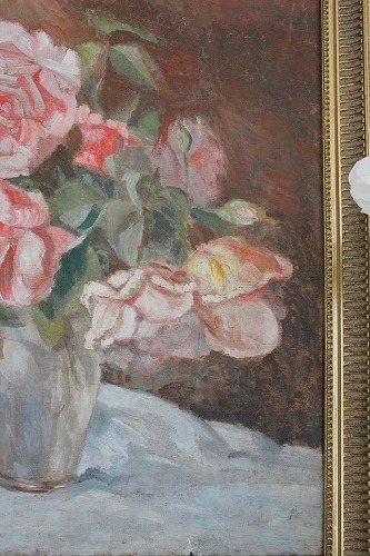 フランスアンティーク絵画 ROSES VASE 1940s」ココン・フワット
