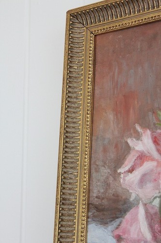 フランスアンティーク絵画 ROSES VASE 1940s」ココン・フワット