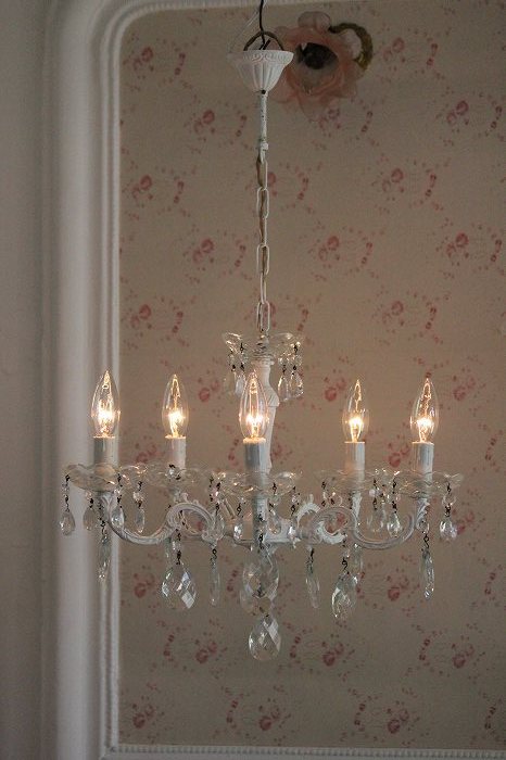 シャンデリア　シャビーシック 楽天市場】シャンデリア 5灯 4畳 6畳 LED対応 天井照明 ホワイト