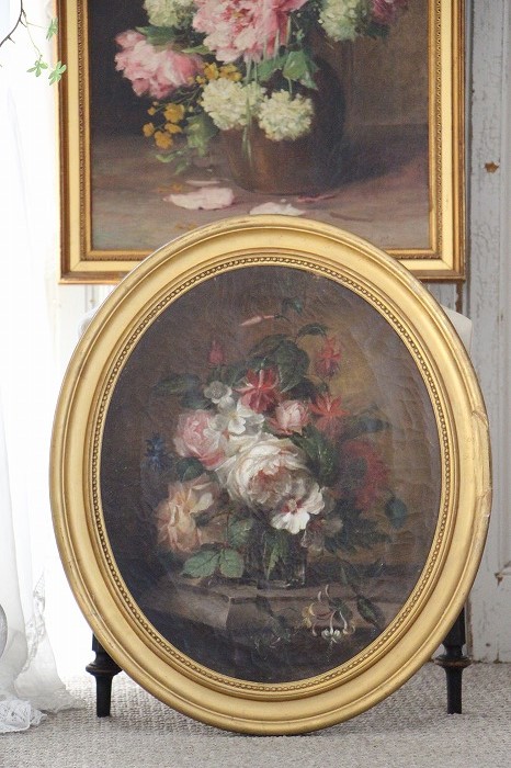 フランスアンティーク 1800年代 美しいブーケの静物画」ココン