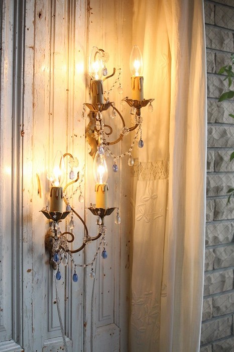 1920s フレンチアンティーク ブルーガラスビーズのウォール