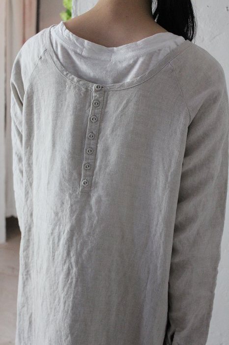 koloni コロニー リネンシンプルOP」ナチュラル服の通販 Blanc