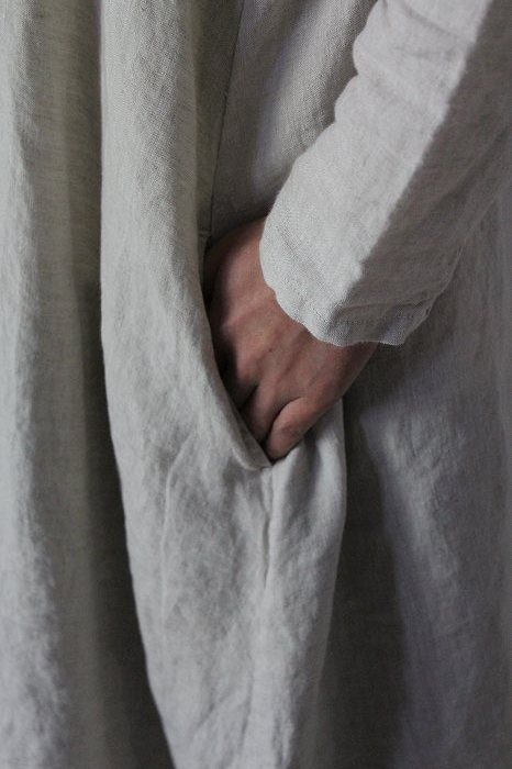 koloni コロニー リネンシンプルOP」ナチュラル服の通販 Blanc